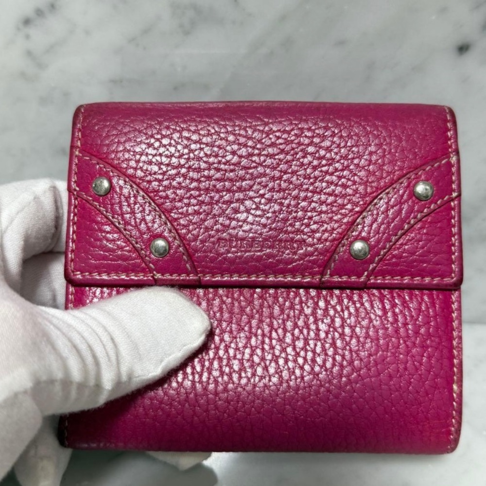 Burberry pink leather compact wallet